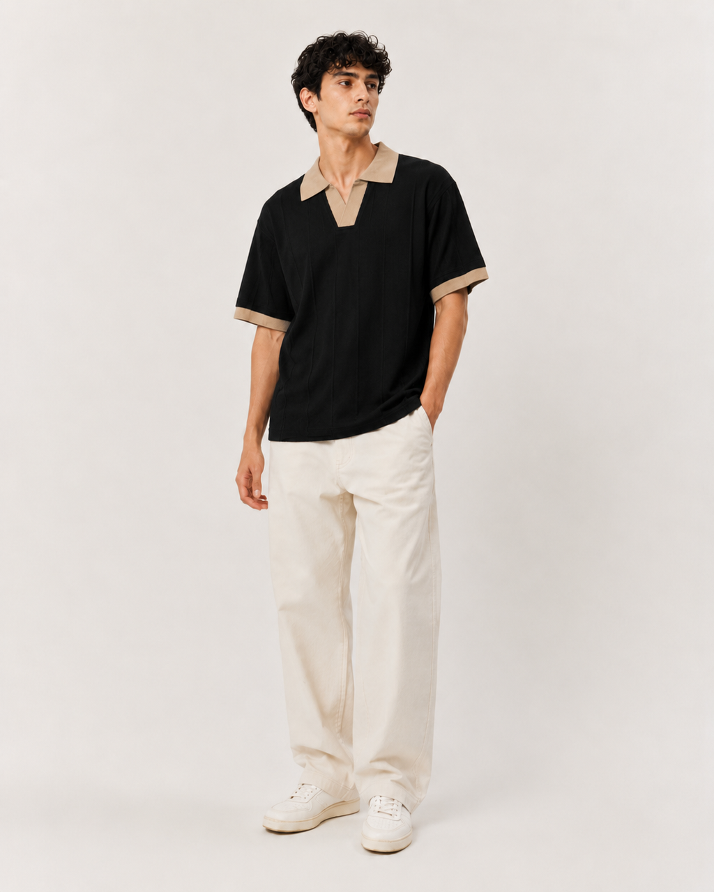 The Riviera Textured Polo – Black Sand