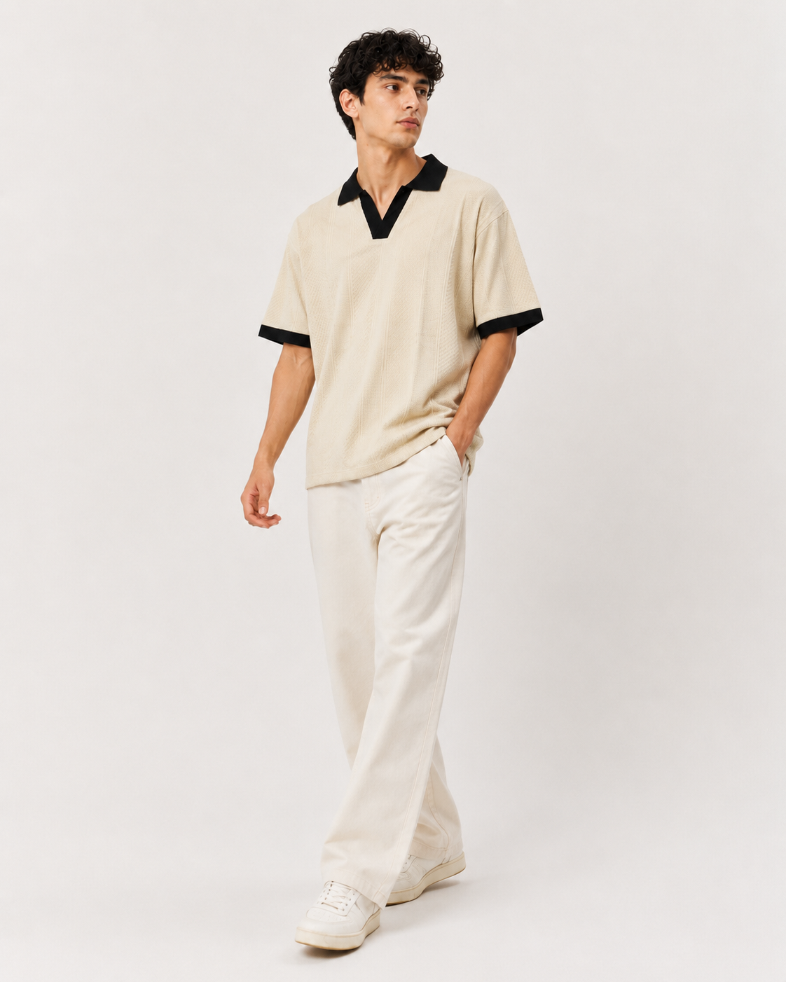 The WHITELINE Riviera Textured Polo – Ivory