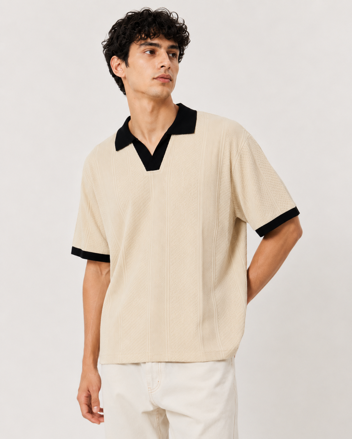 The WHITELINE Riviera Textured Polo – Ivory