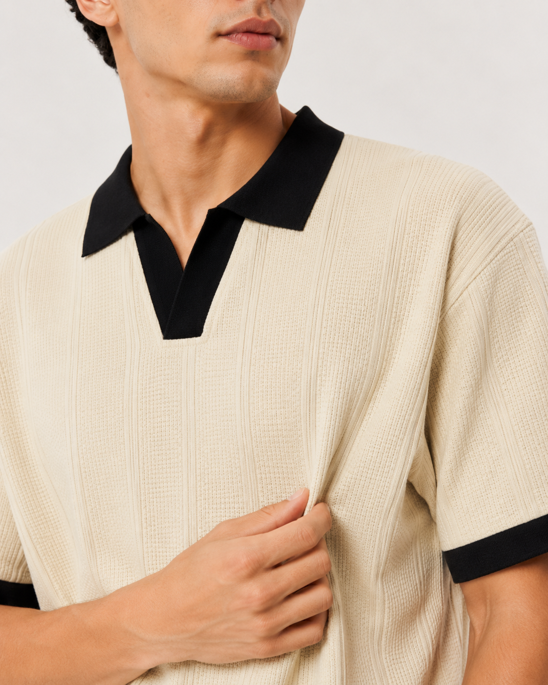 The WHITELINE Riviera Textured Polo – Ivory