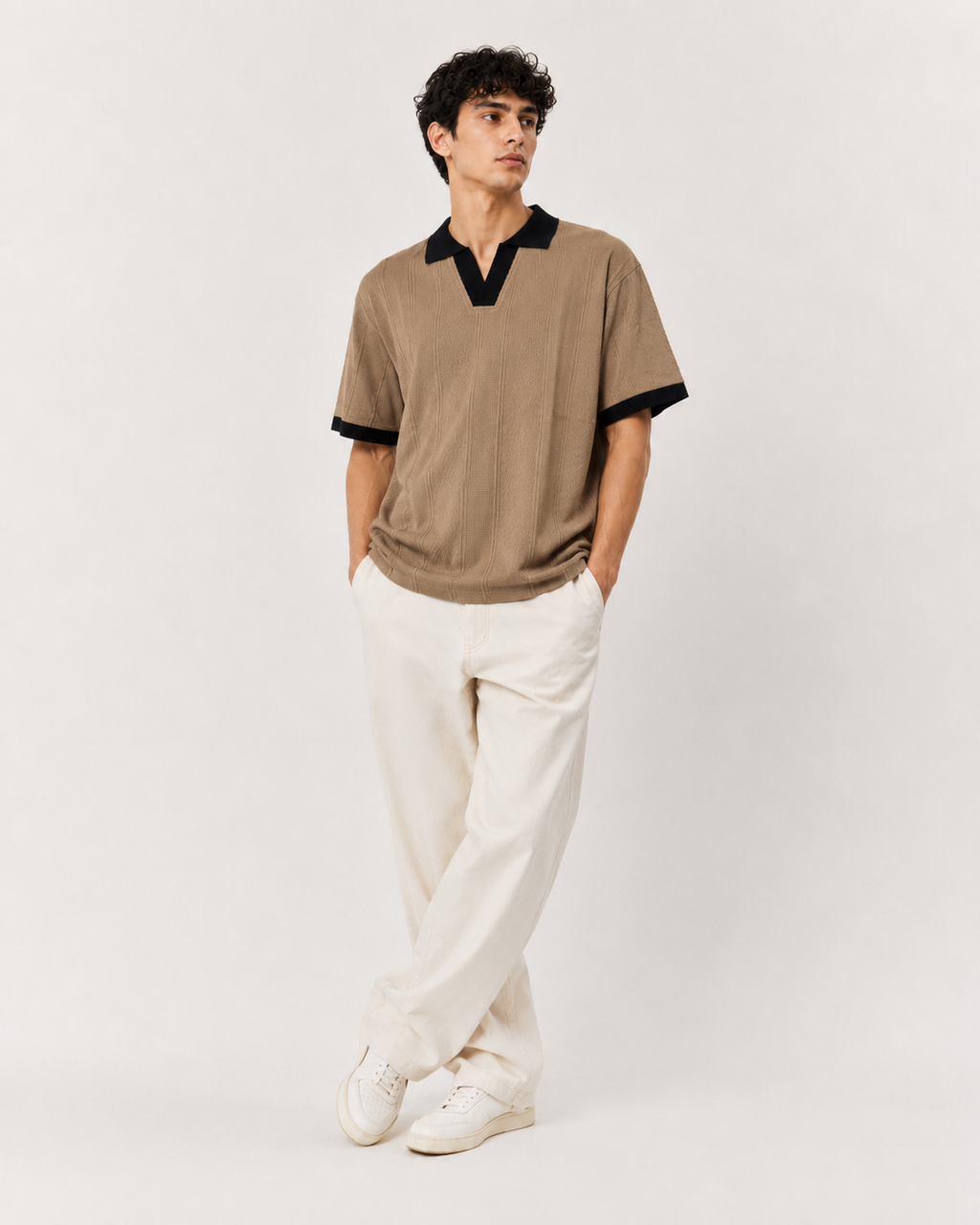 The Riviera Textured Polo – Sandstone