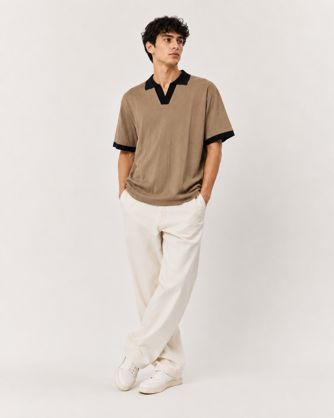 The WHITELINE Riviera Textured Polo – Sandstone
