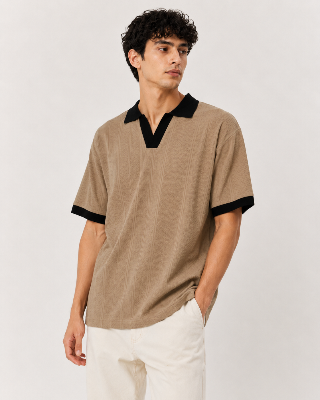 The WHITELINE Riviera Textured Polo – Sandstone
