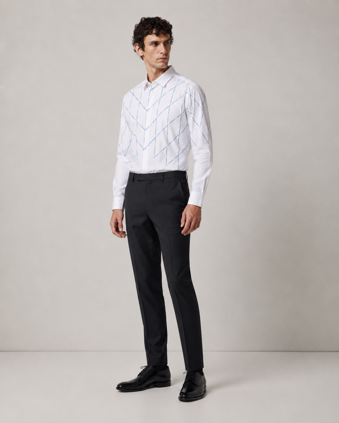Skyline Geo-Stitch White Shirt