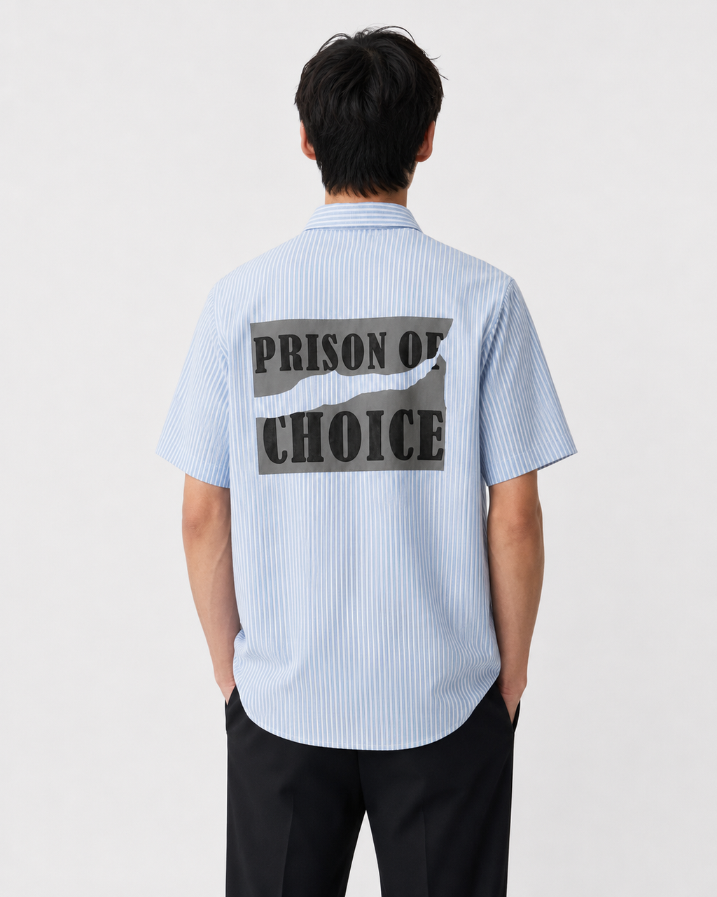 Prison of Choice Striped Pocket Shirt – Sky Blue