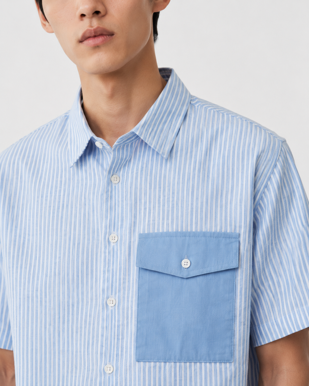 Prison of Choice Striped Pocket Shirt – Sky Blue