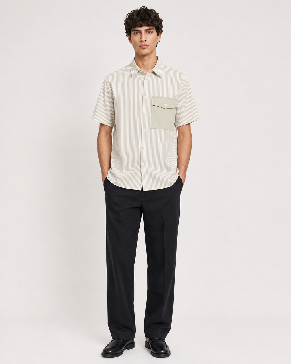 Prison of Choice Striped Pocket Shirt – Beige