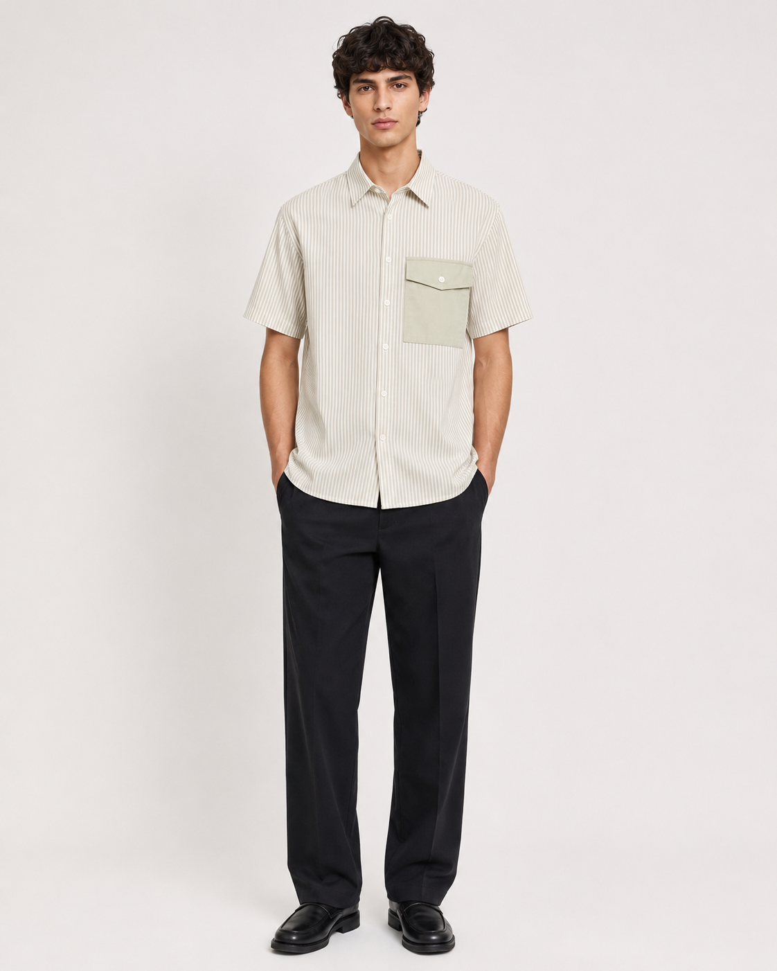 Prison of Choice Striped Pocket Shirt – Beige