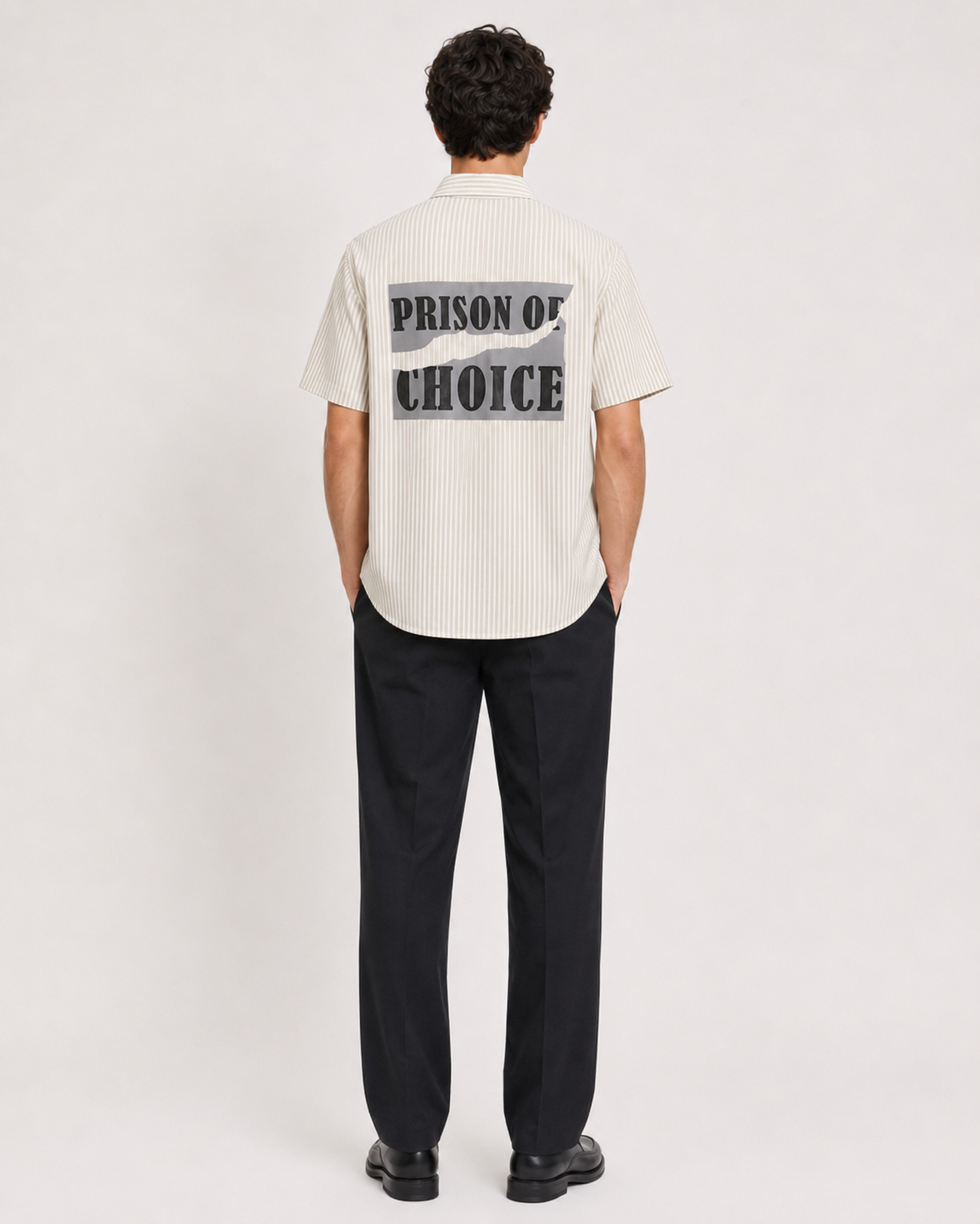 Prison of Choice Striped Pocket Shirt – Beige