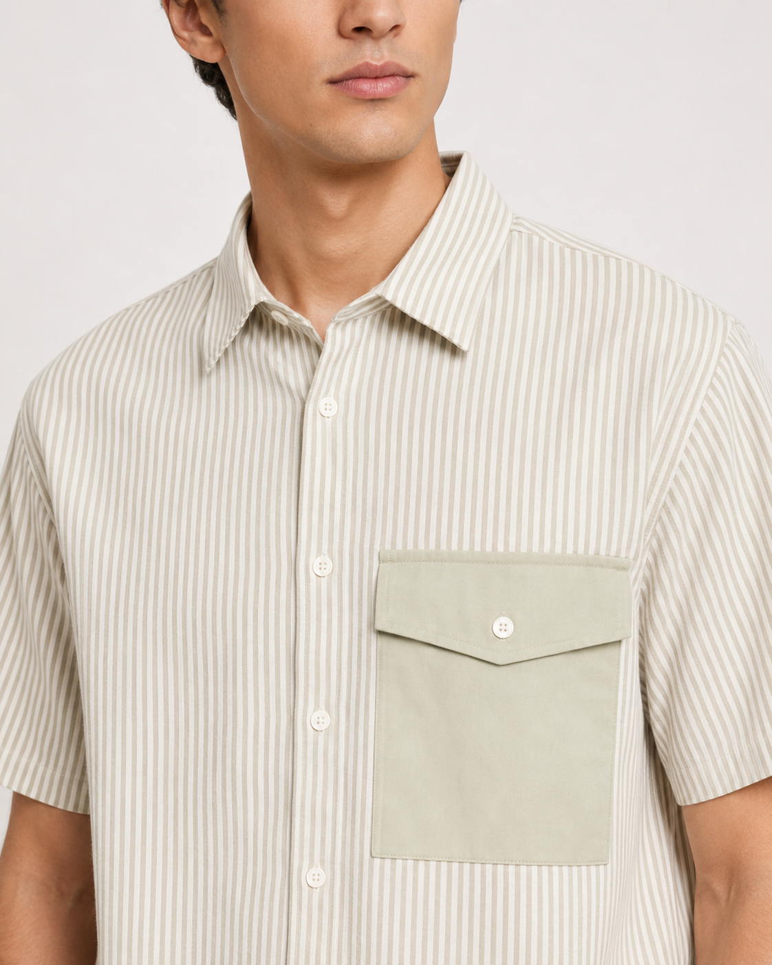 Prison of Choice Striped Pocket Shirt – Beige