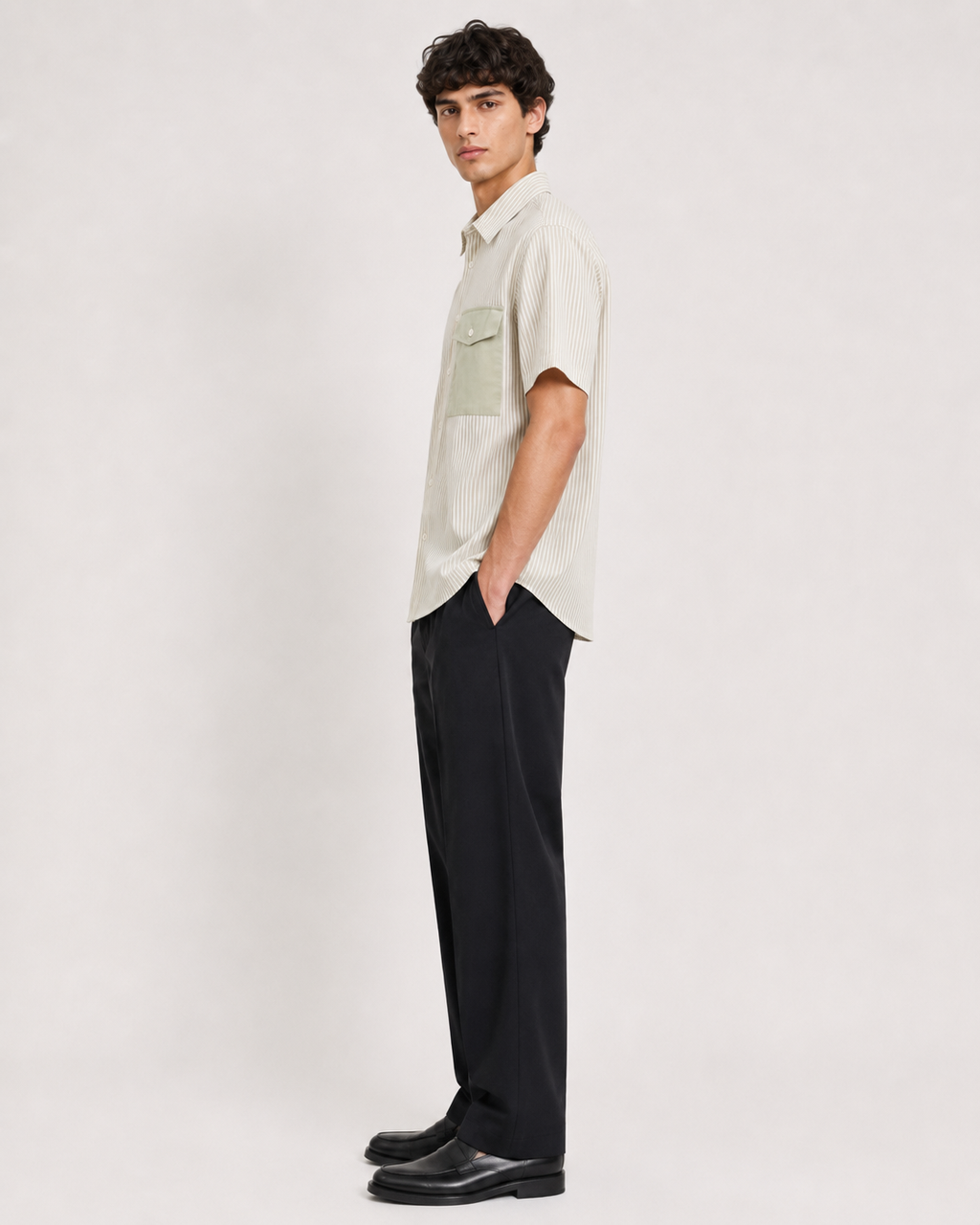 Prison of Choice Striped Pocket Shirt – Beige
