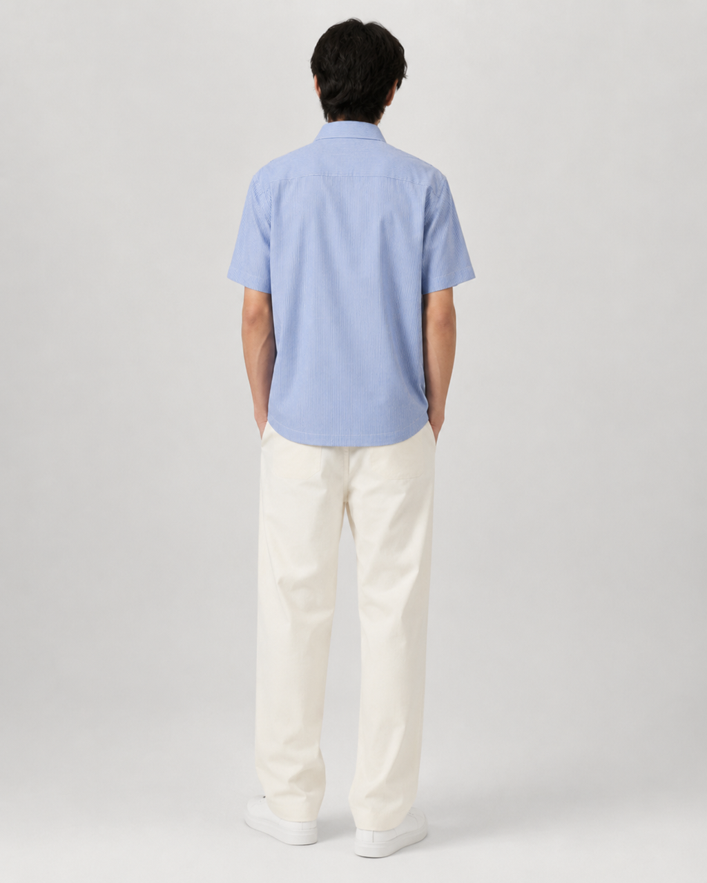 Vibrant Twin-Pocket Striped Shirt – Sky Blue