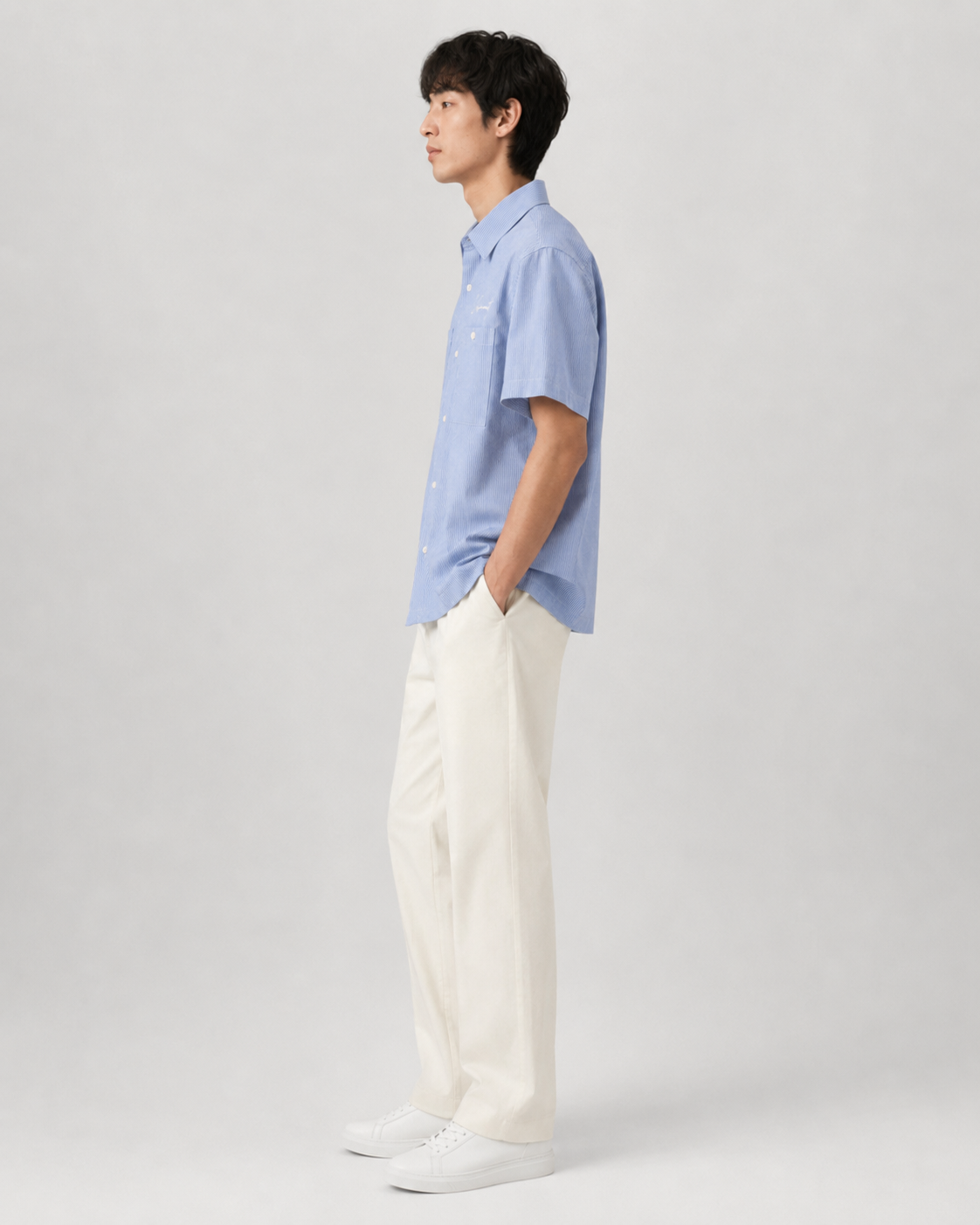 Vibrant Twin-Pocket Striped Shirt – Sky Blue
