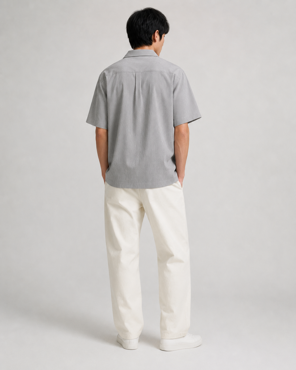 Vibrant Twin-Pocket Striped Shirt – Grey
