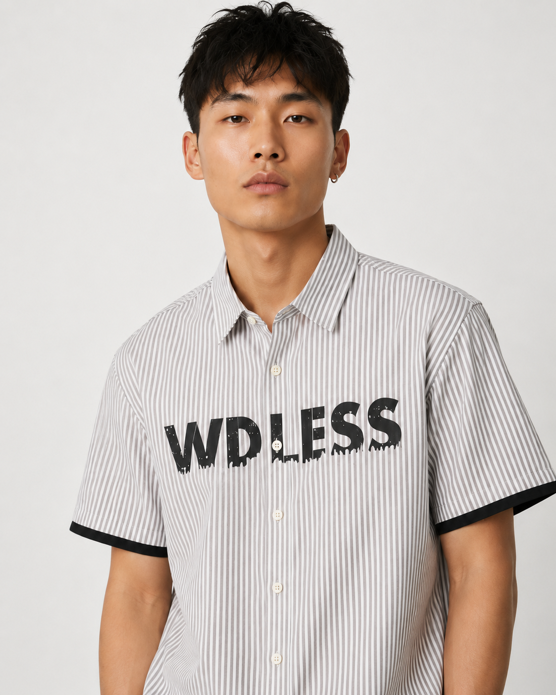 Endless Possibilities Contrast-Panel Striped Shirt – Grey &amp; Black