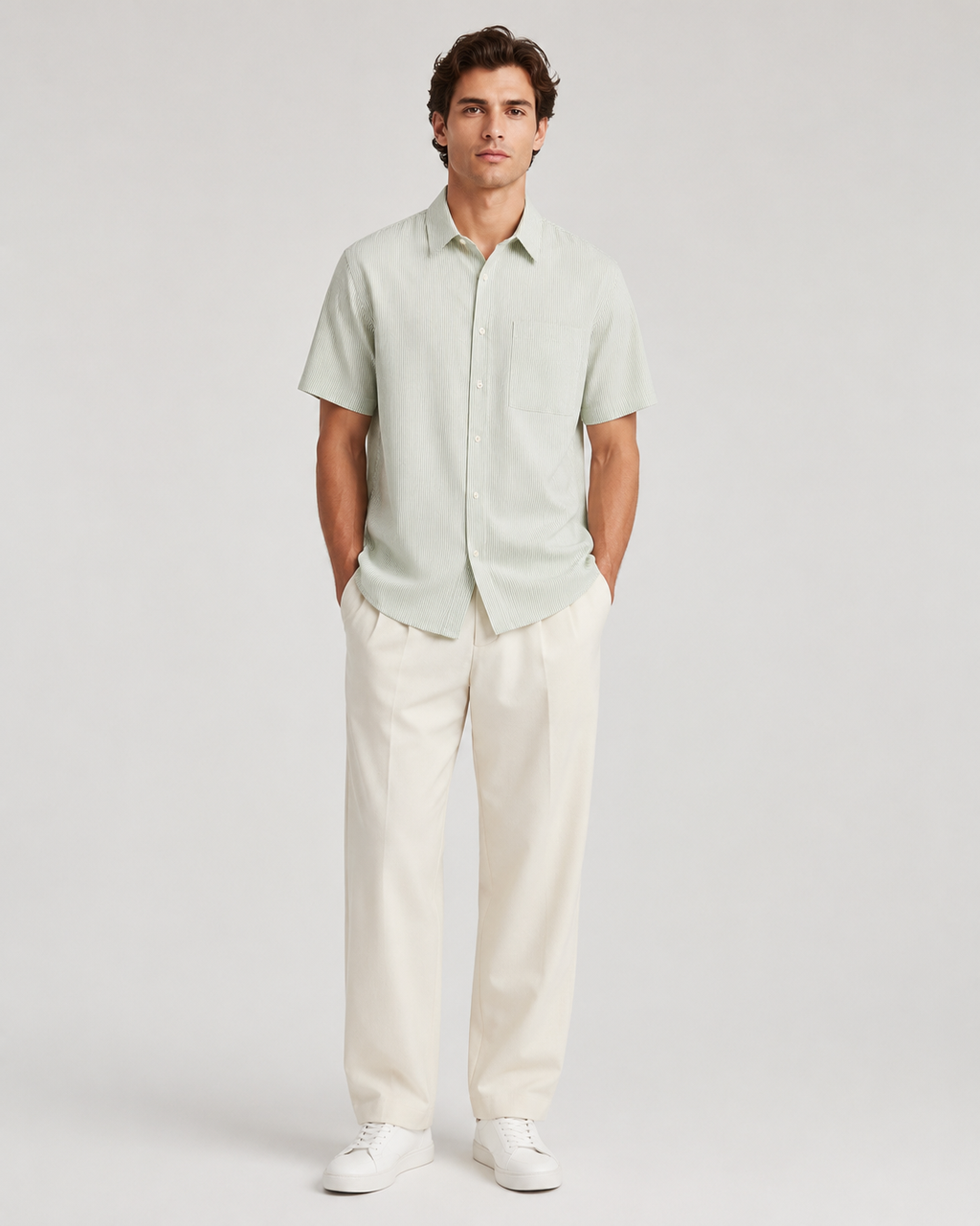 Whiteline Revolution Striped Shirt – Sage Green