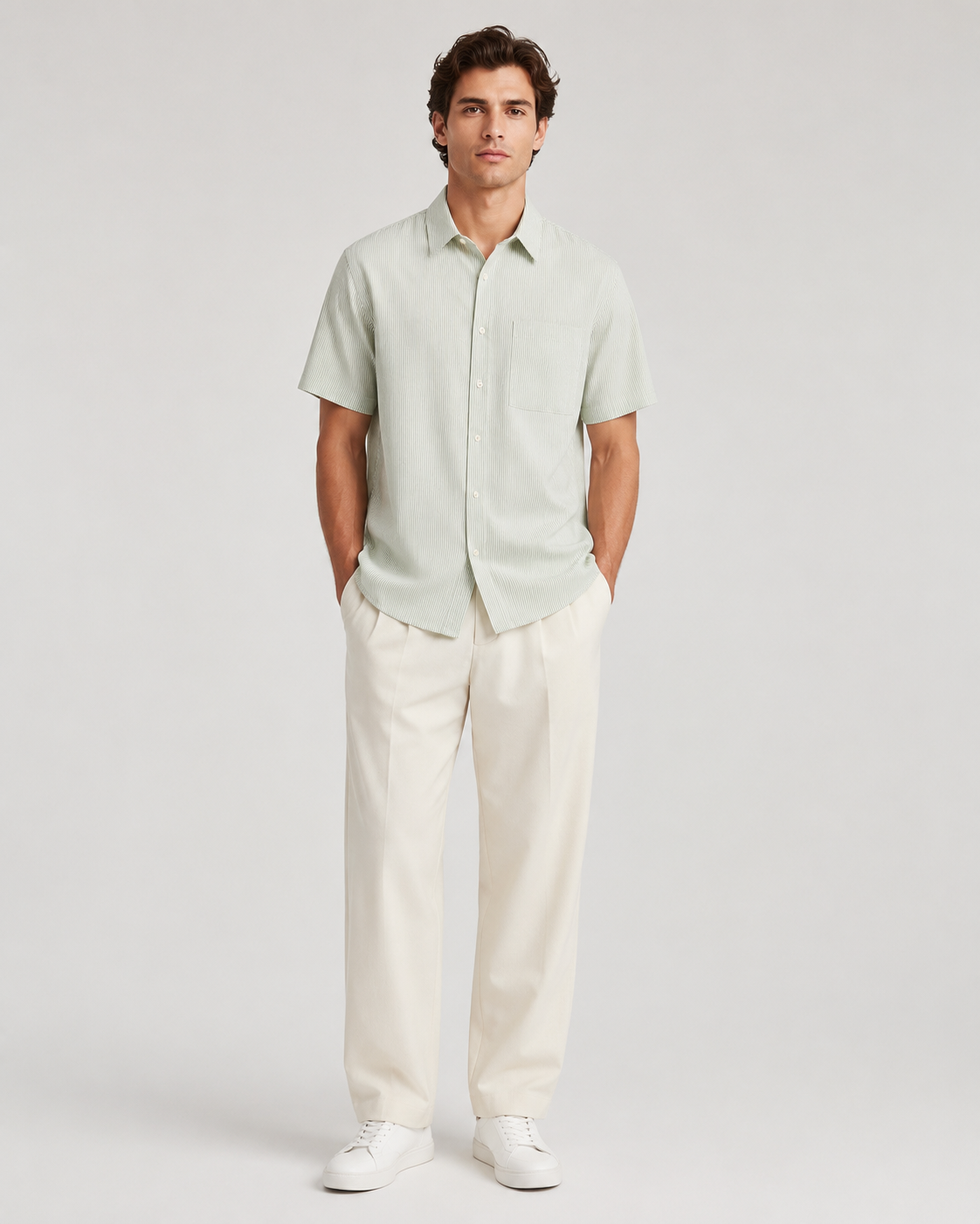 Whiteline Revolution Striped Shirt – Sage Green