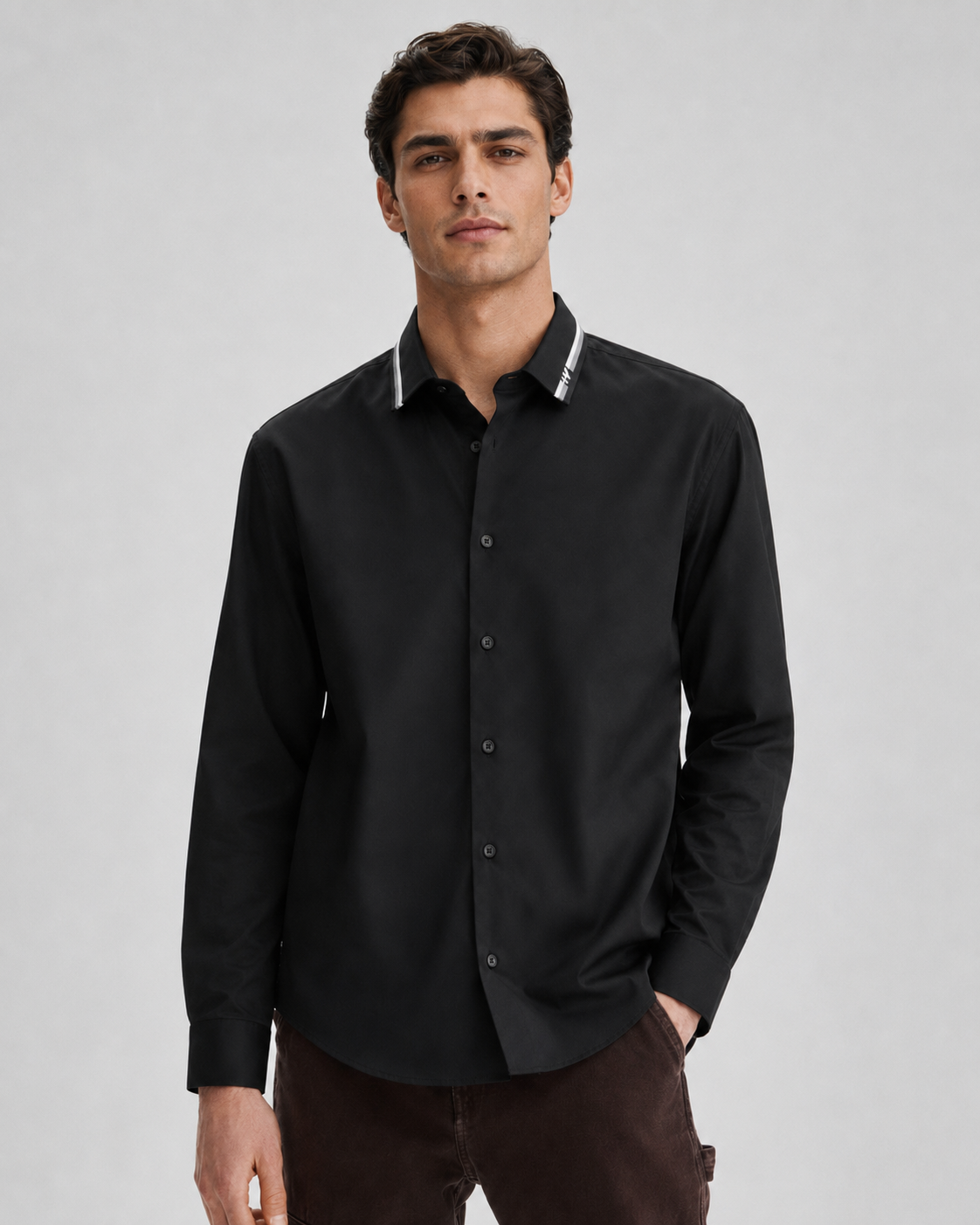 Midnight Edge Contrast-Collar Shirt