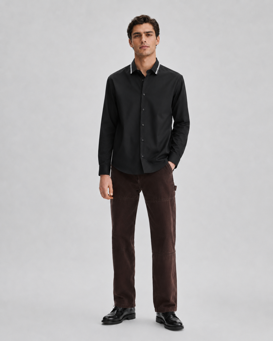Midnight Edge Contrast-Collar Shirt